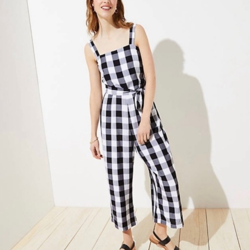 Loft gingham jumpsuit small